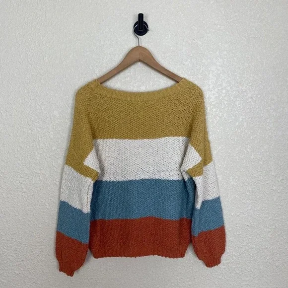 Blank Paige Oversized Striped Sweater Womens Small Muted Multicolor Colorblock - Picture 5 of 10